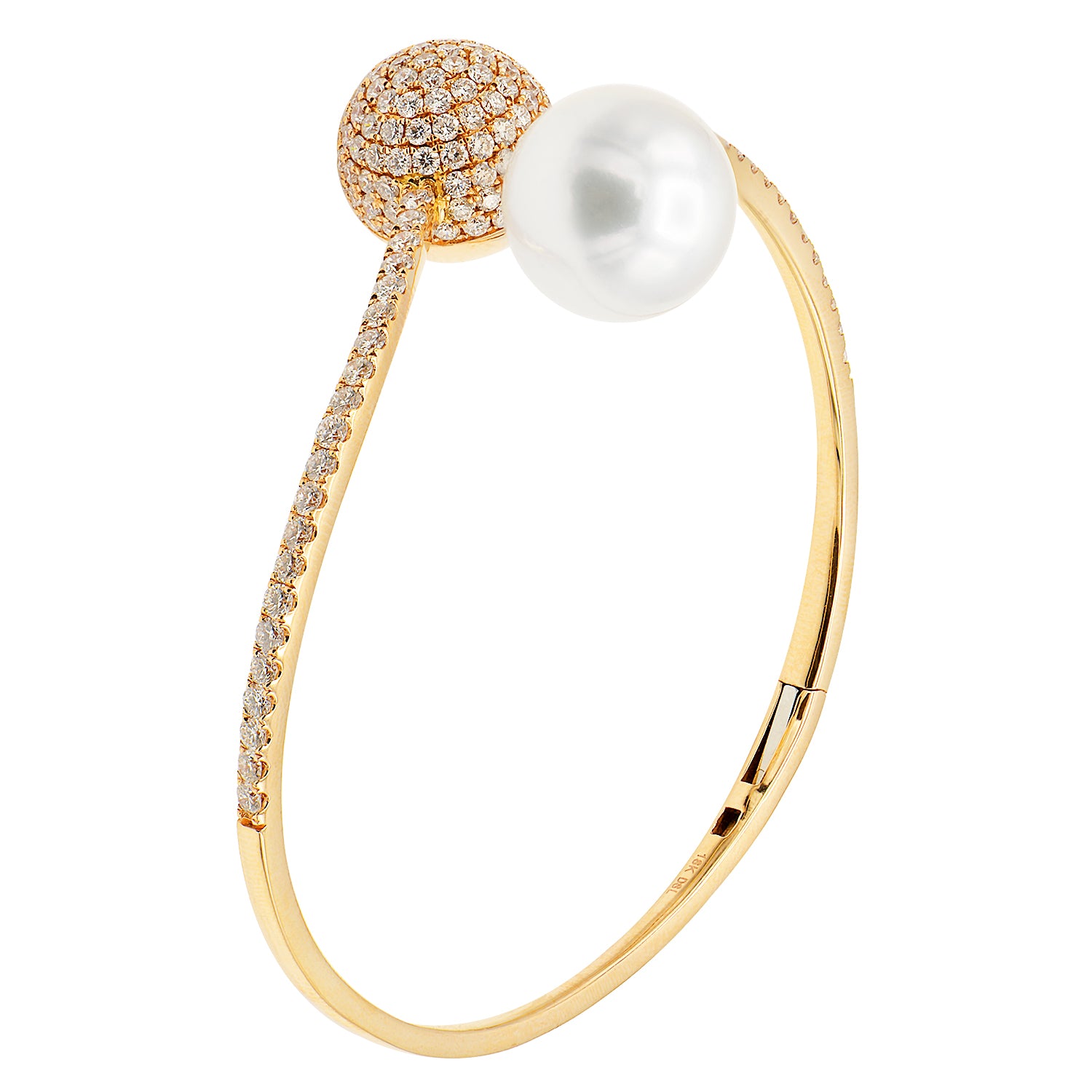 Diamond Pave and South Sea Pearl Bangle