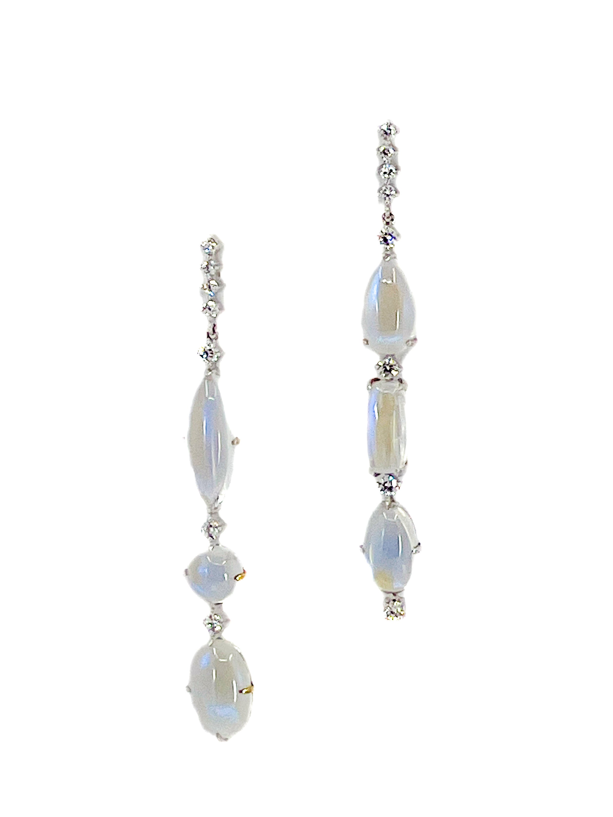 Moonstone and Diamond Earrings