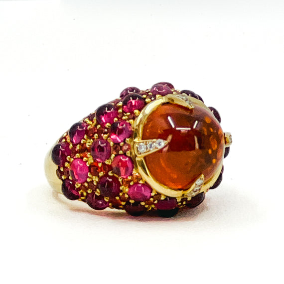 Mandarin Garnet Ring with Pink and Orange