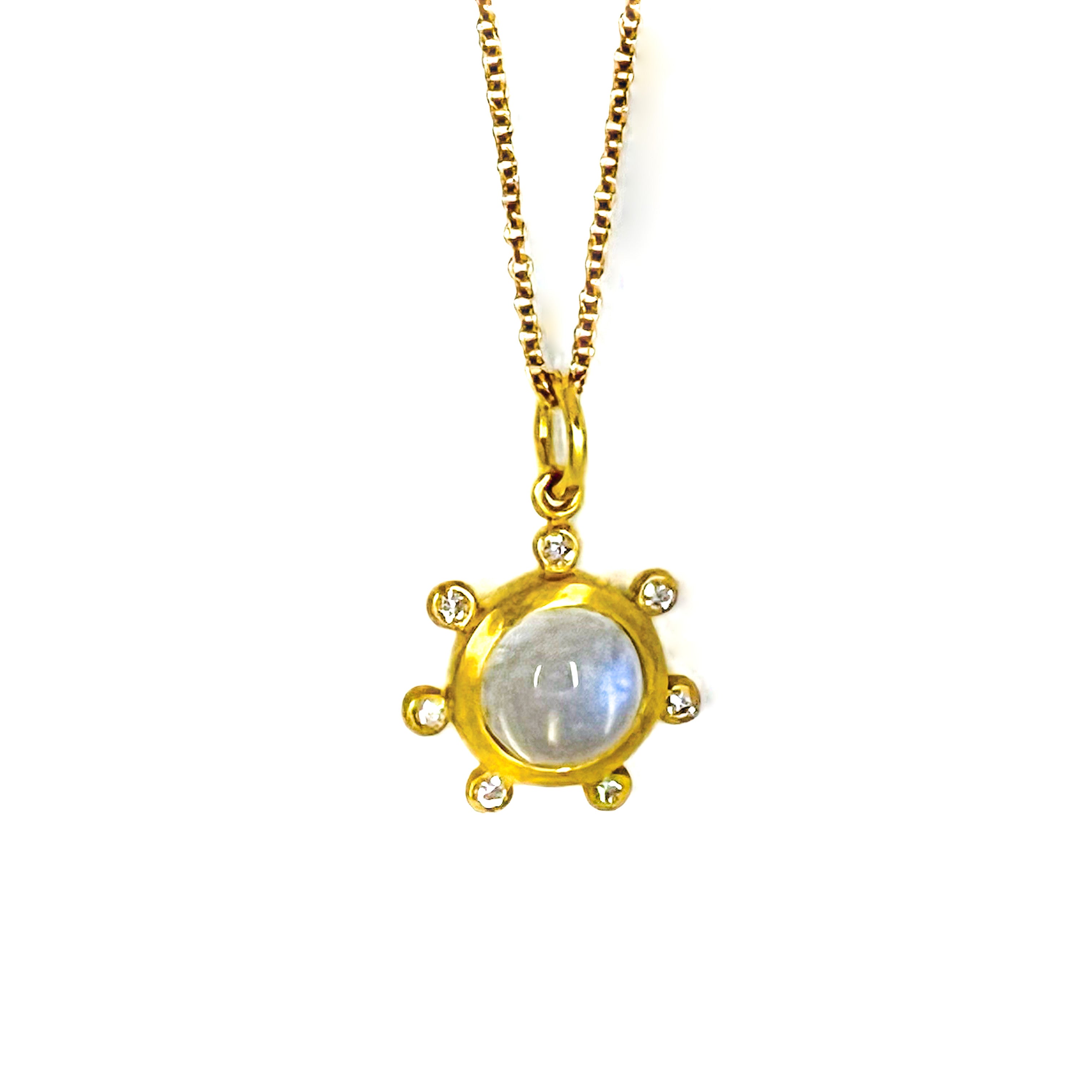 Moonstone and Diamond Mini Pendant