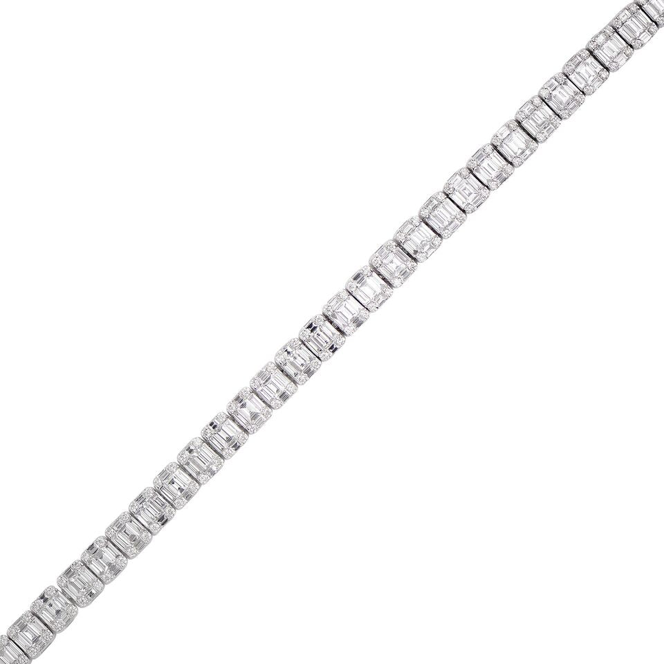 18k White Gold and Diamond Line Bracelet