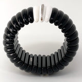 Hand-Carved Obsidian and Agate Bracelet with Diamonds