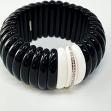 Hand-Carved Obsidian and Agate Bracelet with Diamonds