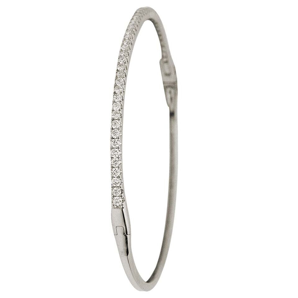 18k White Gold and Diamond Hinged Bangle