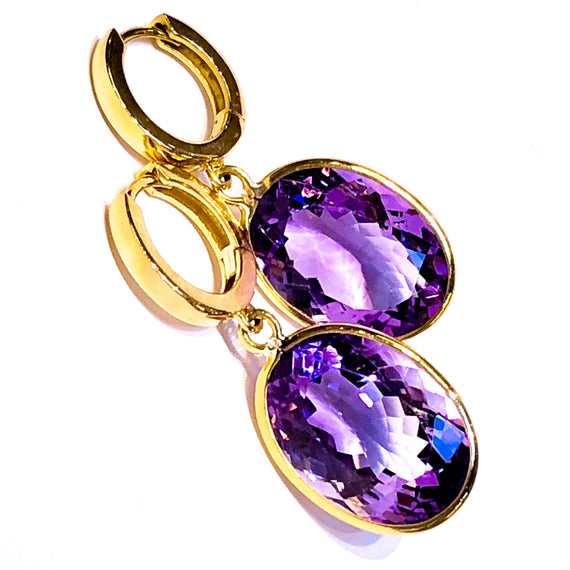 18kt Gold and Amethyst Drop Earrings