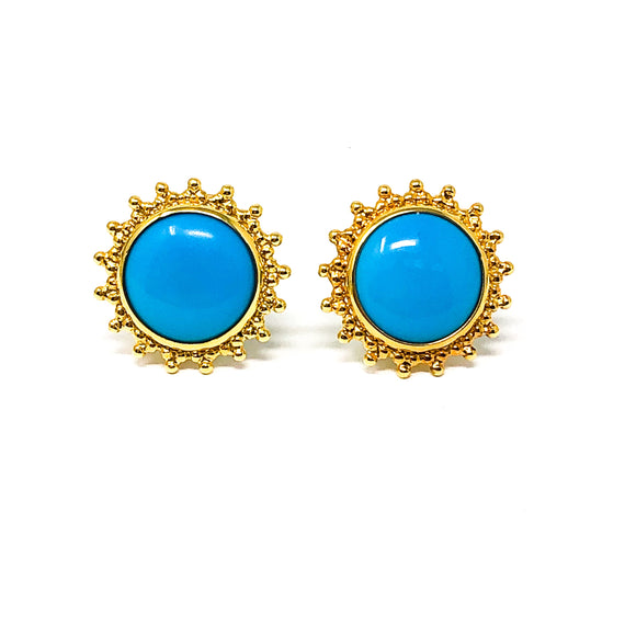 Turquoise & Yellow Gold Earrings