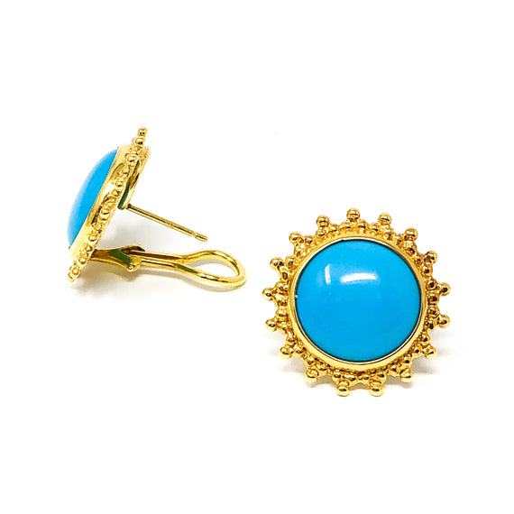 Turquoise & Yellow Gold Earrings