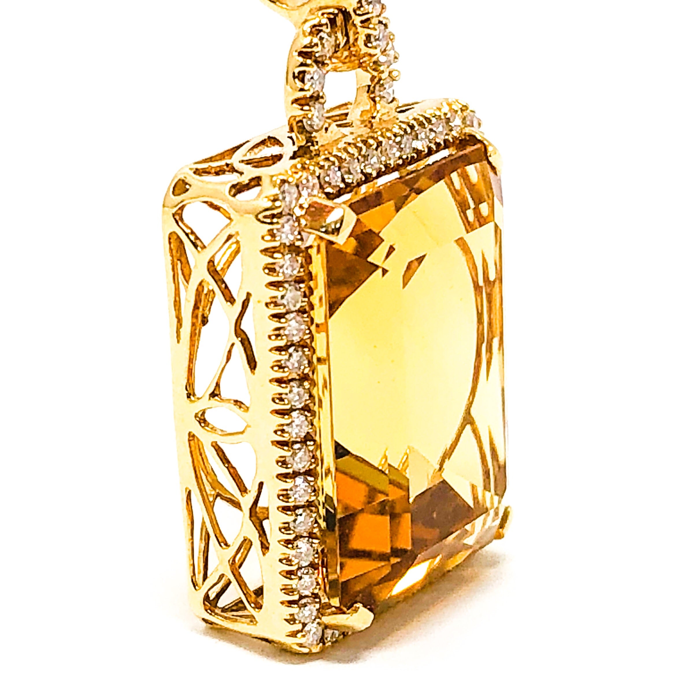 18kt Gold Citrine and Diamond Pendant