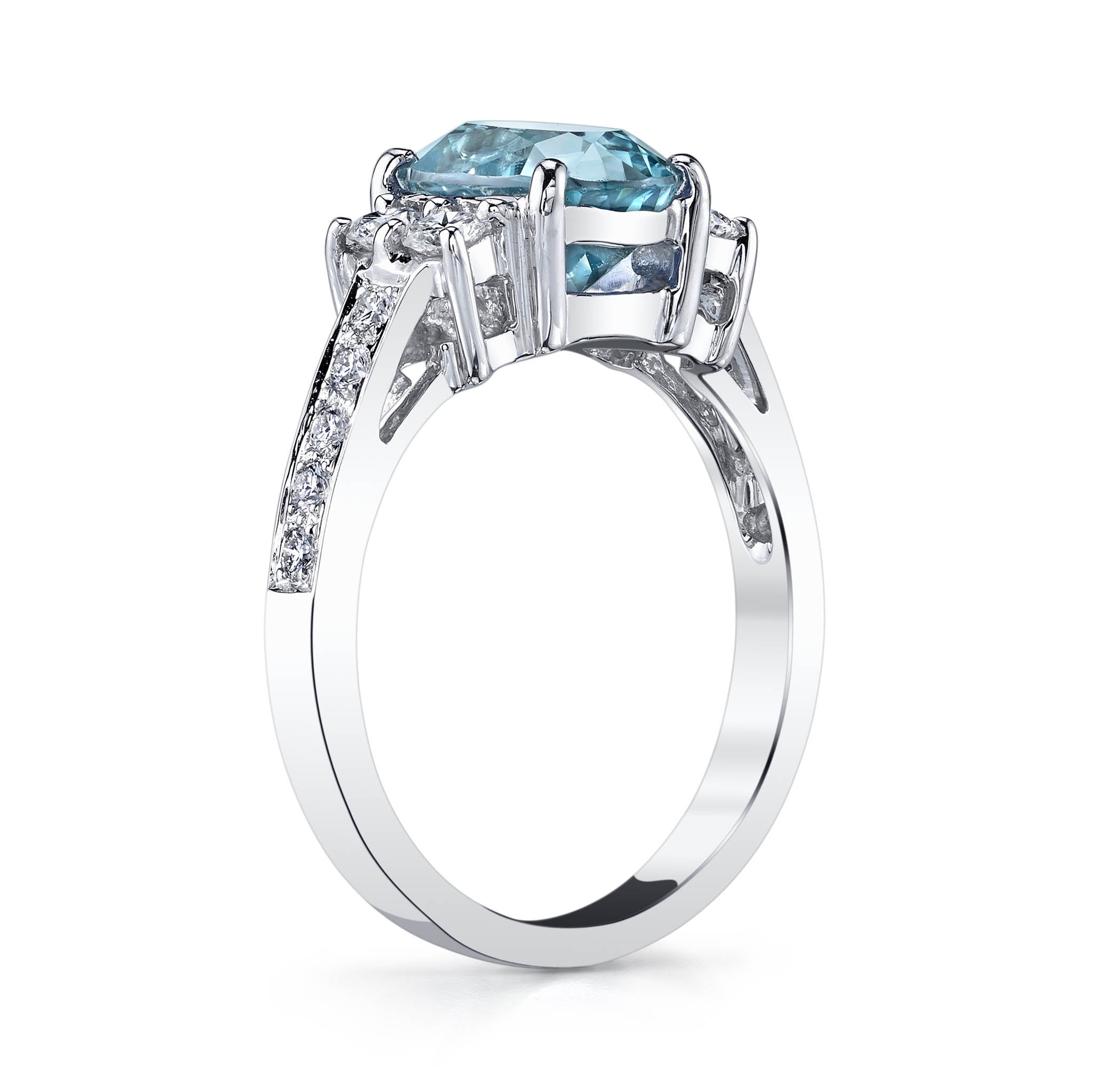 Blue Zircon and Diamond Ring