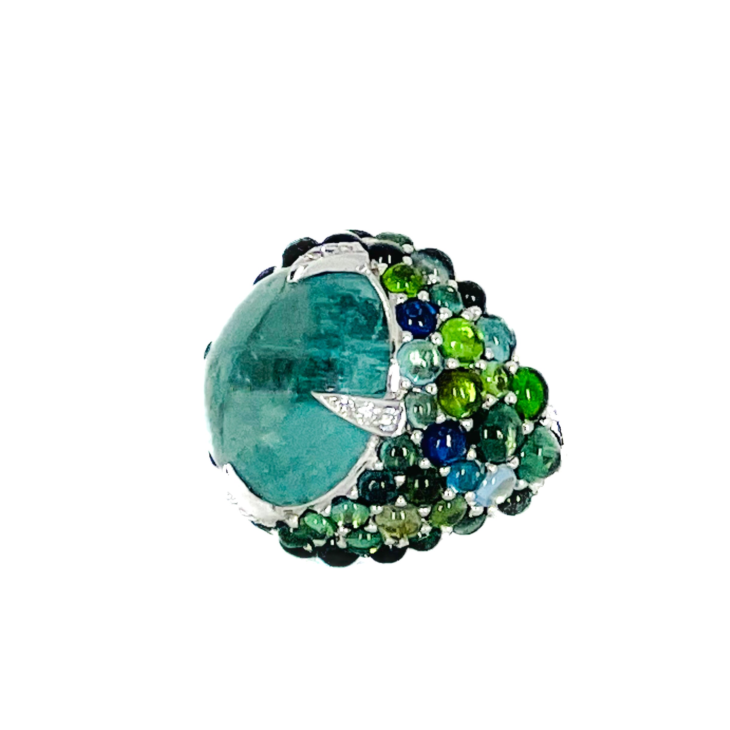 Green and Blue Tourmaline Ring