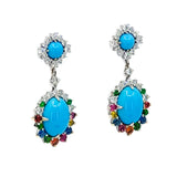 Turquoise, Diamond, and Mixed Gemstone Earrings