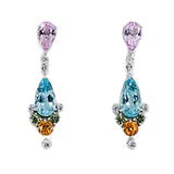 Kunzite, Aquamarine, Tourmaline and Diamond Earrings