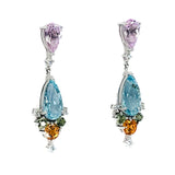 Kunzite, Aquamarine, Tourmaline and Diamond Earrings