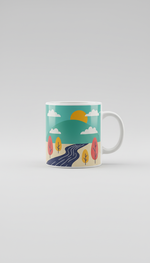 Ceramic Mug with Illustrated Motif