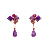 Amethyst, Ruby, and Spinel Earrings
