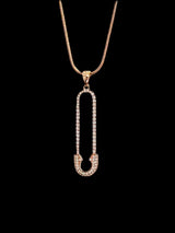 Rose Gold and Diamond Safety Pin Pendant