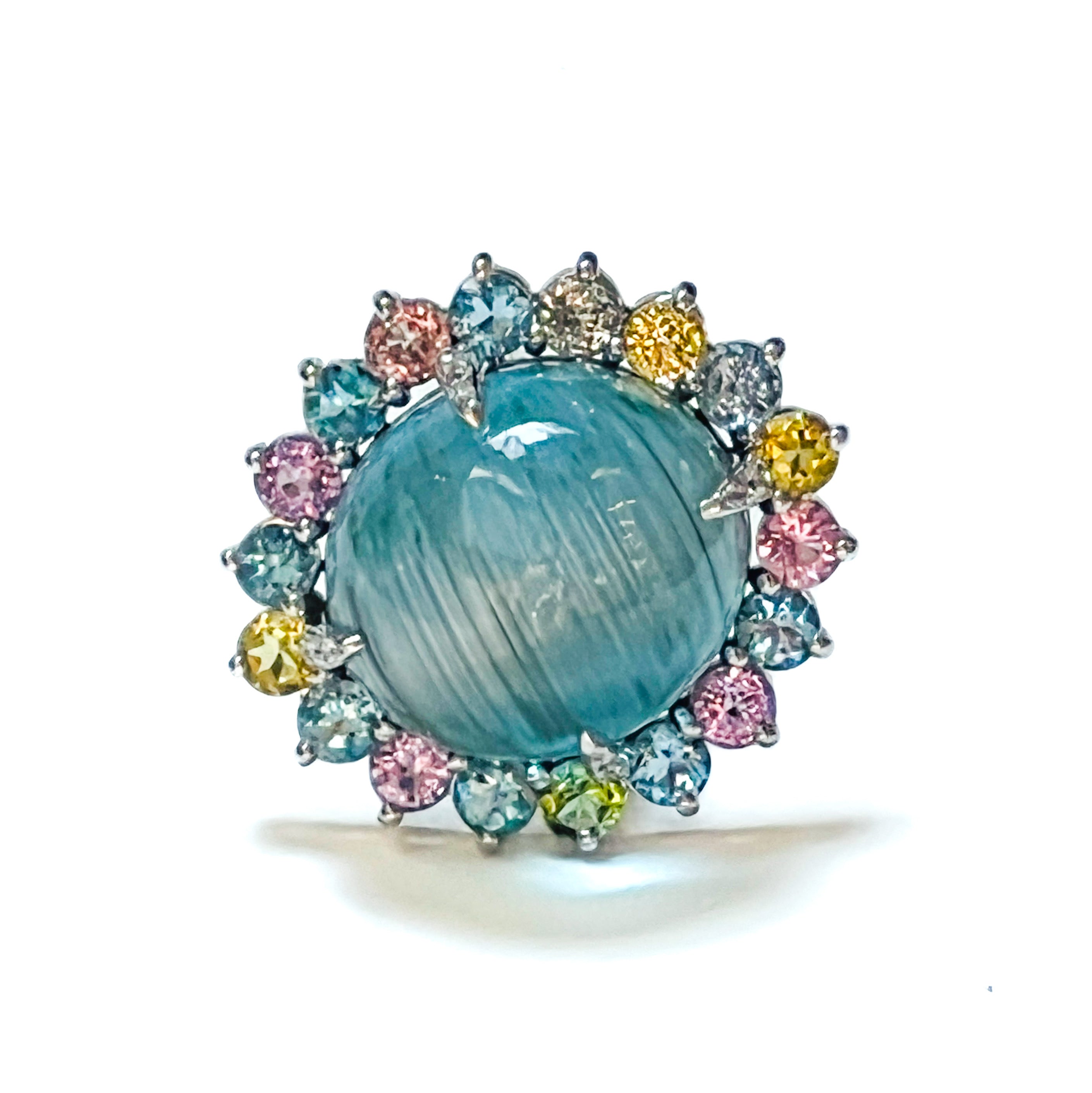 Cat’s Eye Topaz and Mixed Gemstones Ring