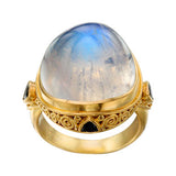 Blue Moonstone and Sapphire Ring