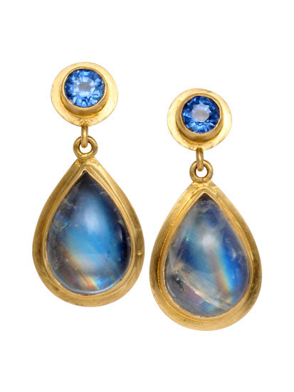 Blue Moonstone and Kyanite Earrings