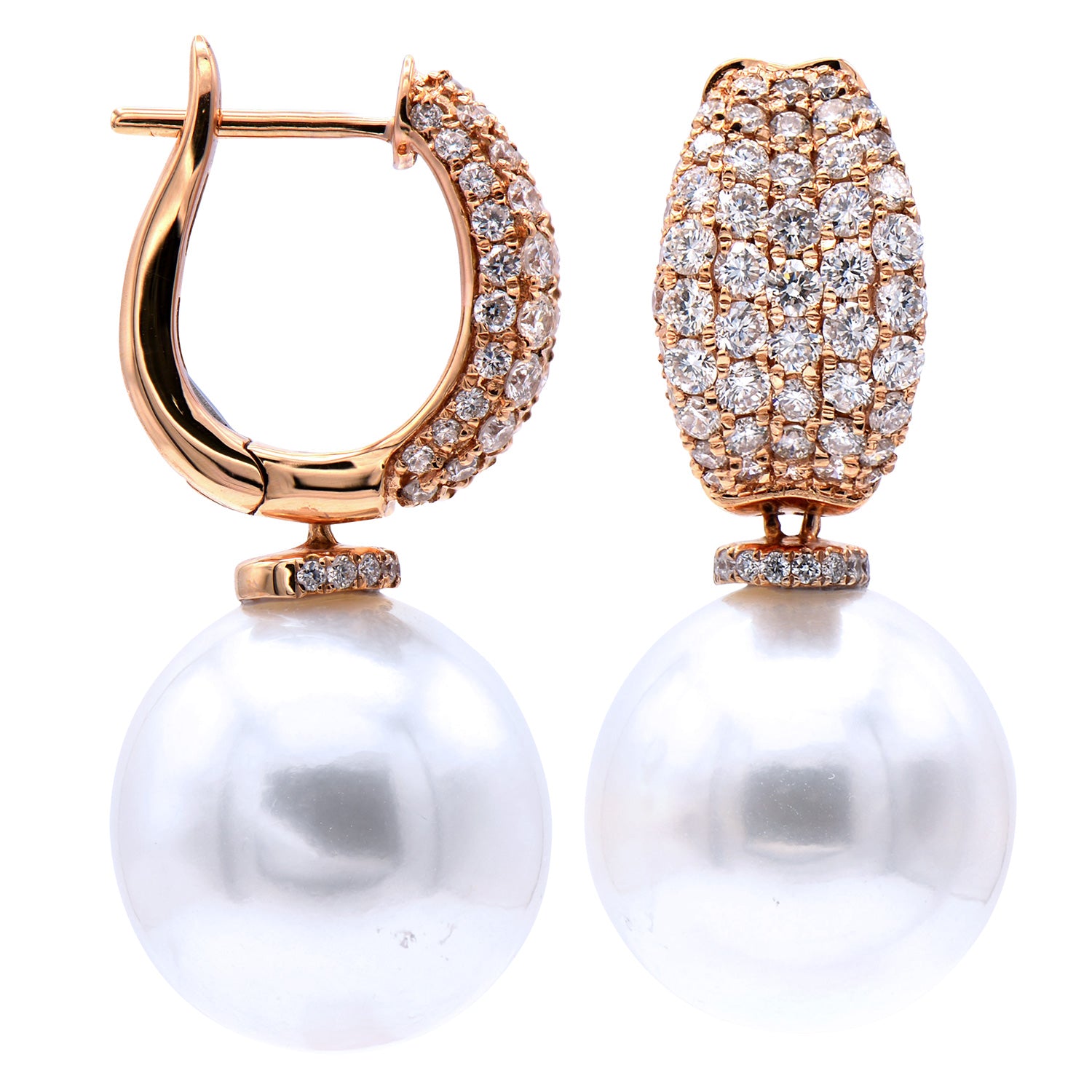 Diamond Pave and South Sea Pearl Earrings