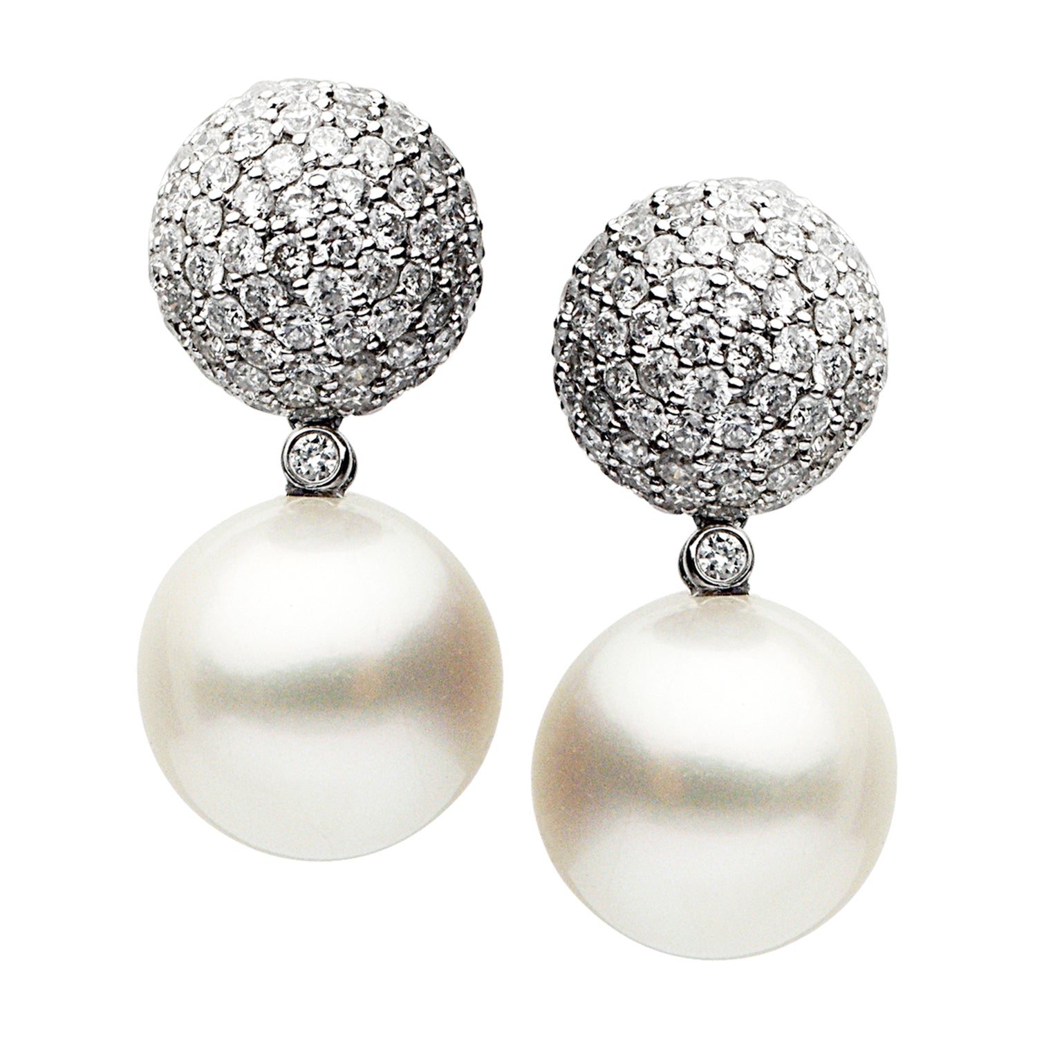 Diamond Pave and South Sea Pearl Earrings