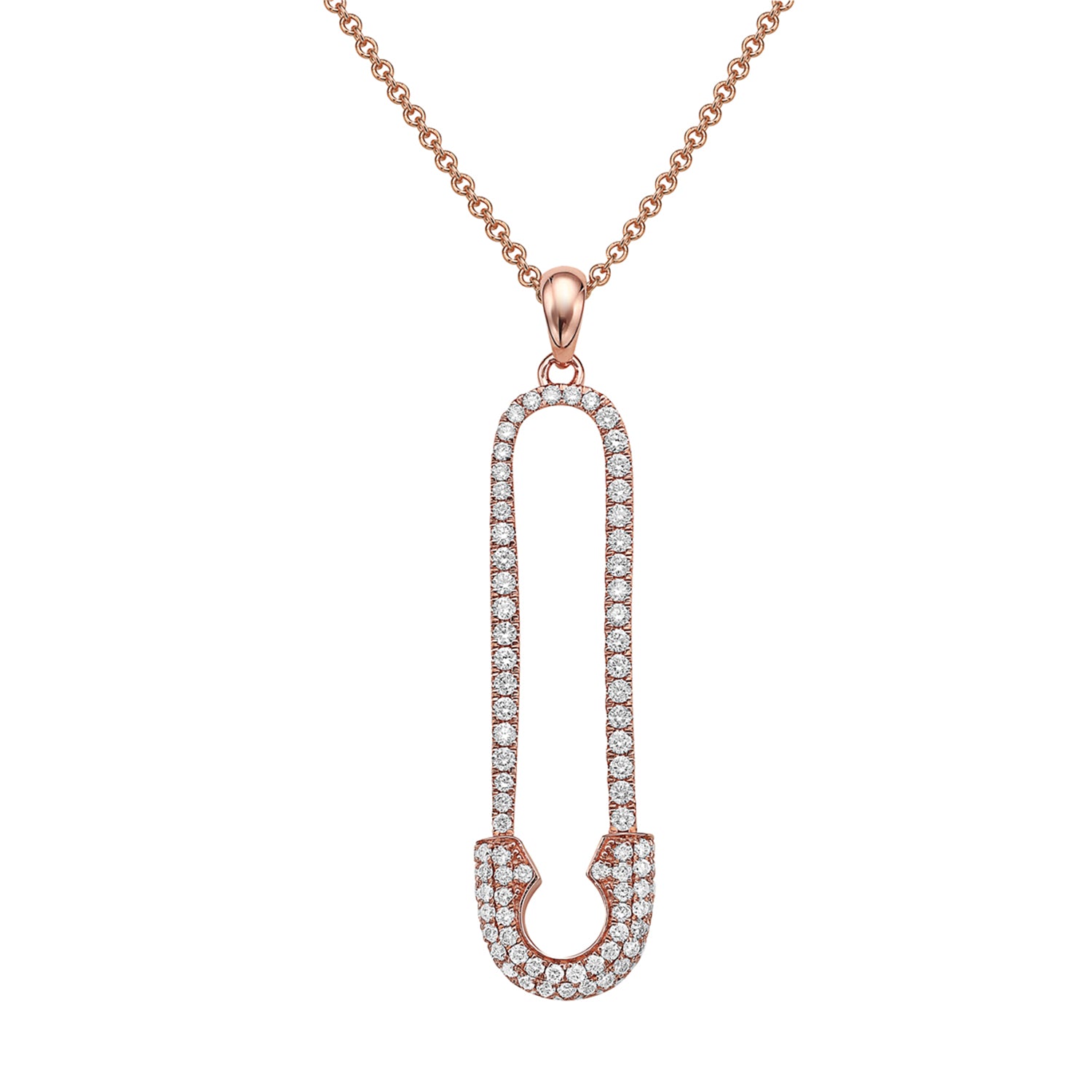 Rose Gold and Diamond Safety Pin Pendant