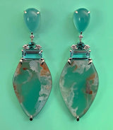 Aquaprase, Aqua, and Tourmaline Earrings