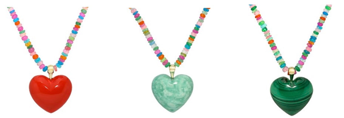 Jumbo Heart Candy Malachite Necklace