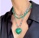 Jumbo Heart Candy Malachite Necklace