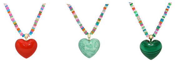 Jumbo Heart Candy Malachite Necklace