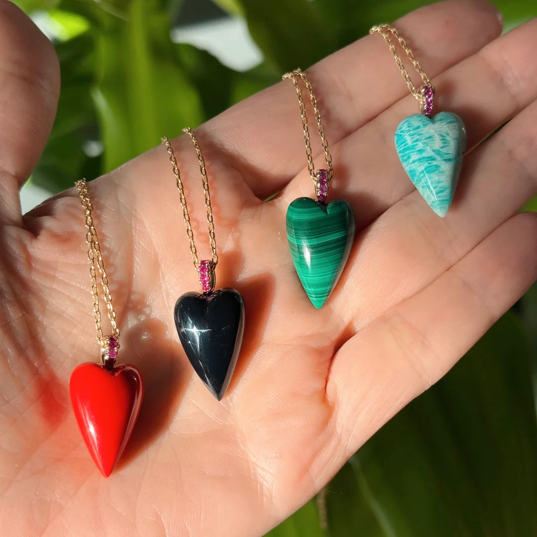 Amazonite Heart Drop Pendant