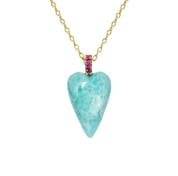 Amazonite Heart Drop Pendant