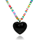 Jumbo Heart Candy Malachite Necklace