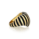Chubby Heart Black Striped Ring