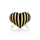 Chubby Heart Black Striped Ring