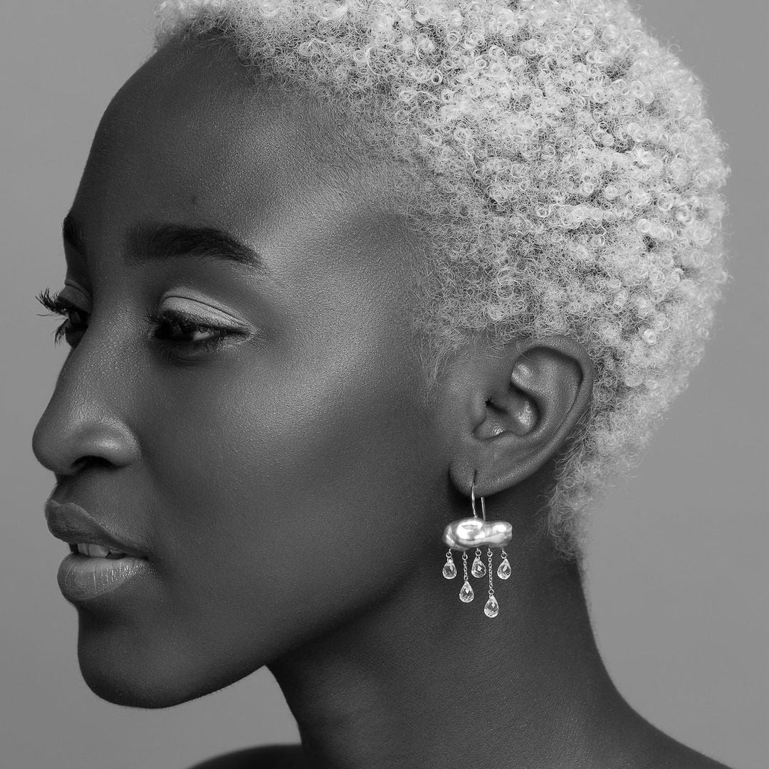 14KT White Monsoon Earrings