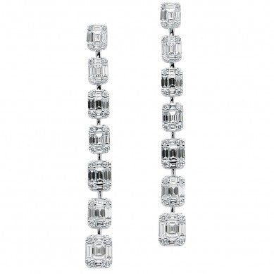 18KW Diamond Stiletto Mosaic Earrings