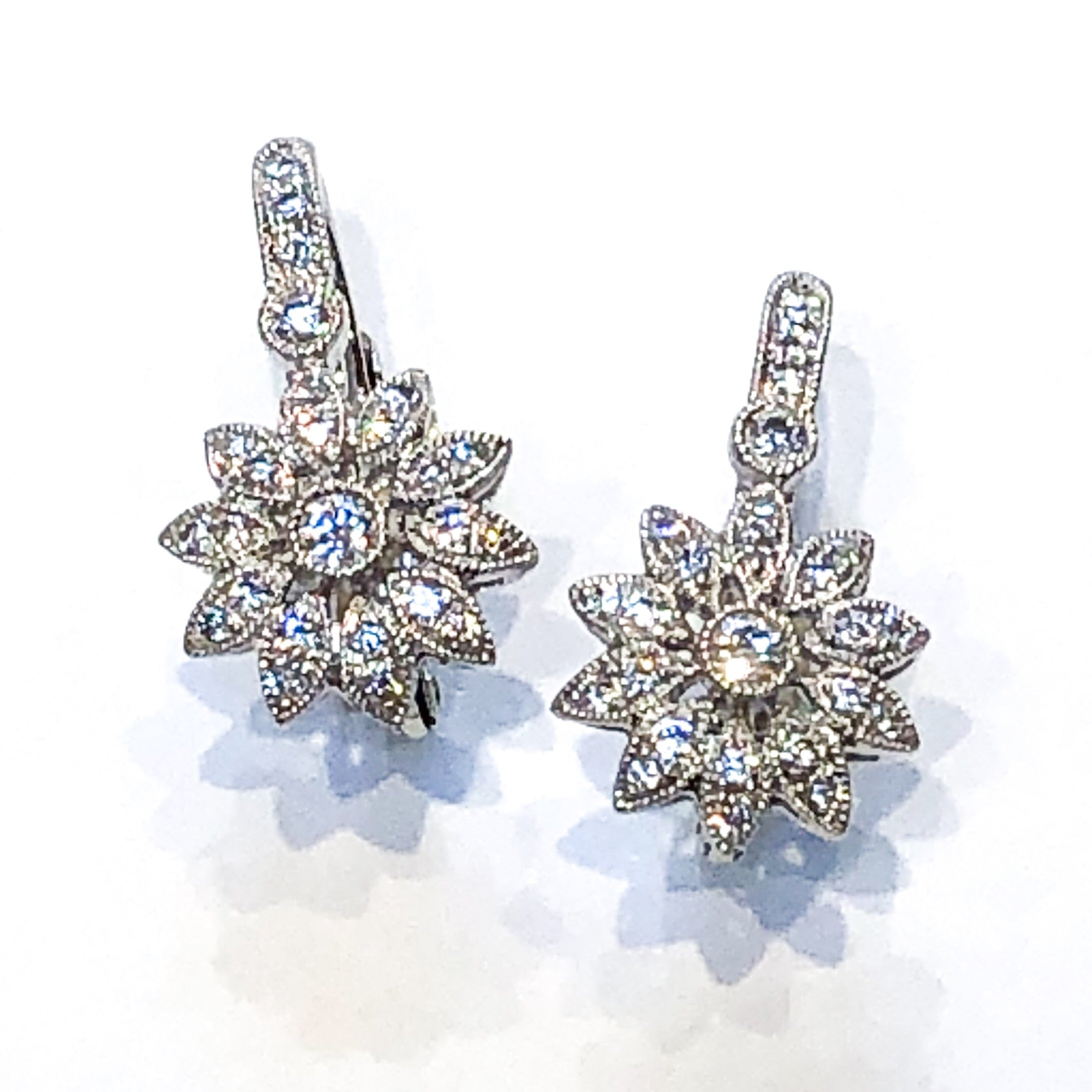 18kt White Gold and Diamond Pave Earrings