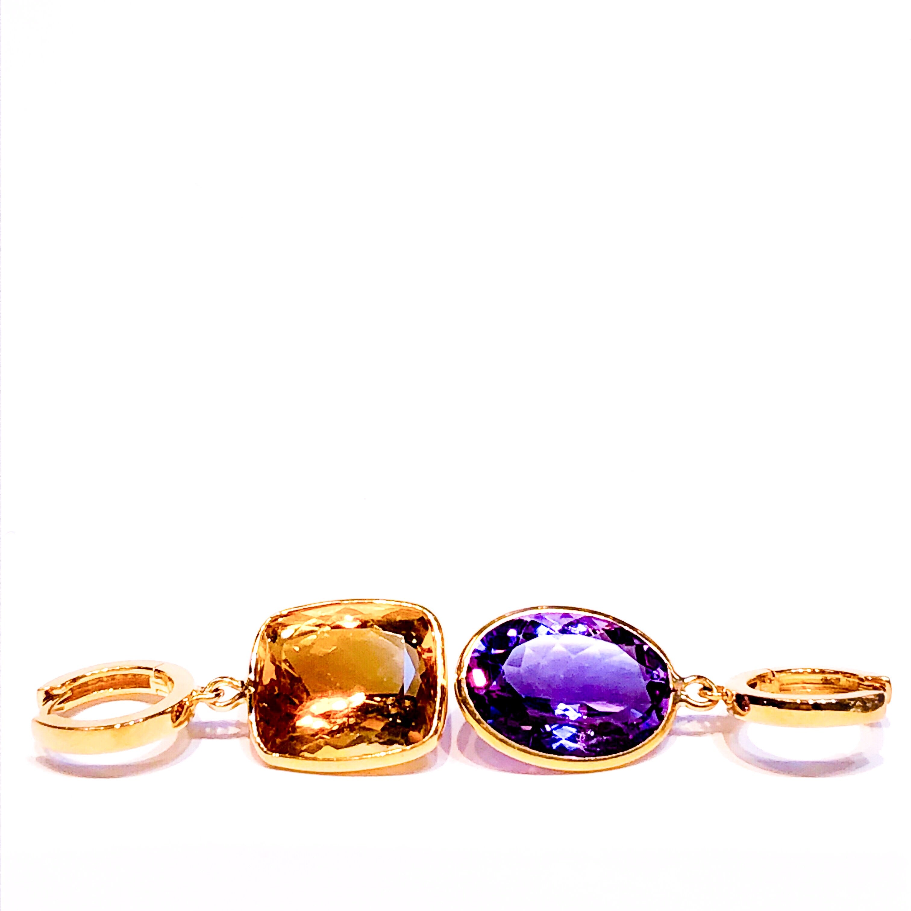 18kt Gold and Amethyst Drop Earrings