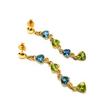 18kt Gold Peridot and Blue Topaz Dangle Earrings