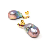 Freshwater Pearl and Pink Sapphire Earrings