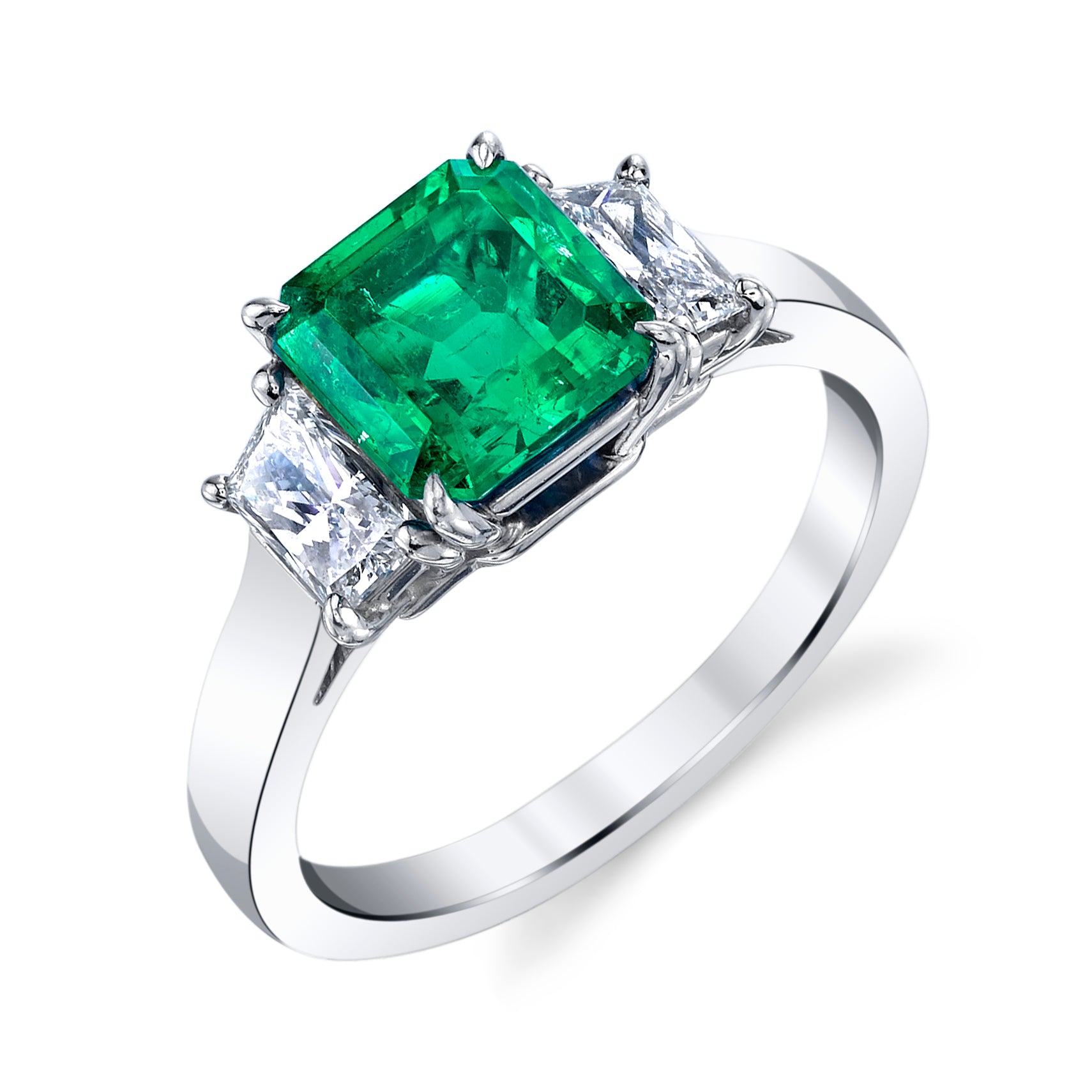 Emerald and Diamond Three-stone Ring
