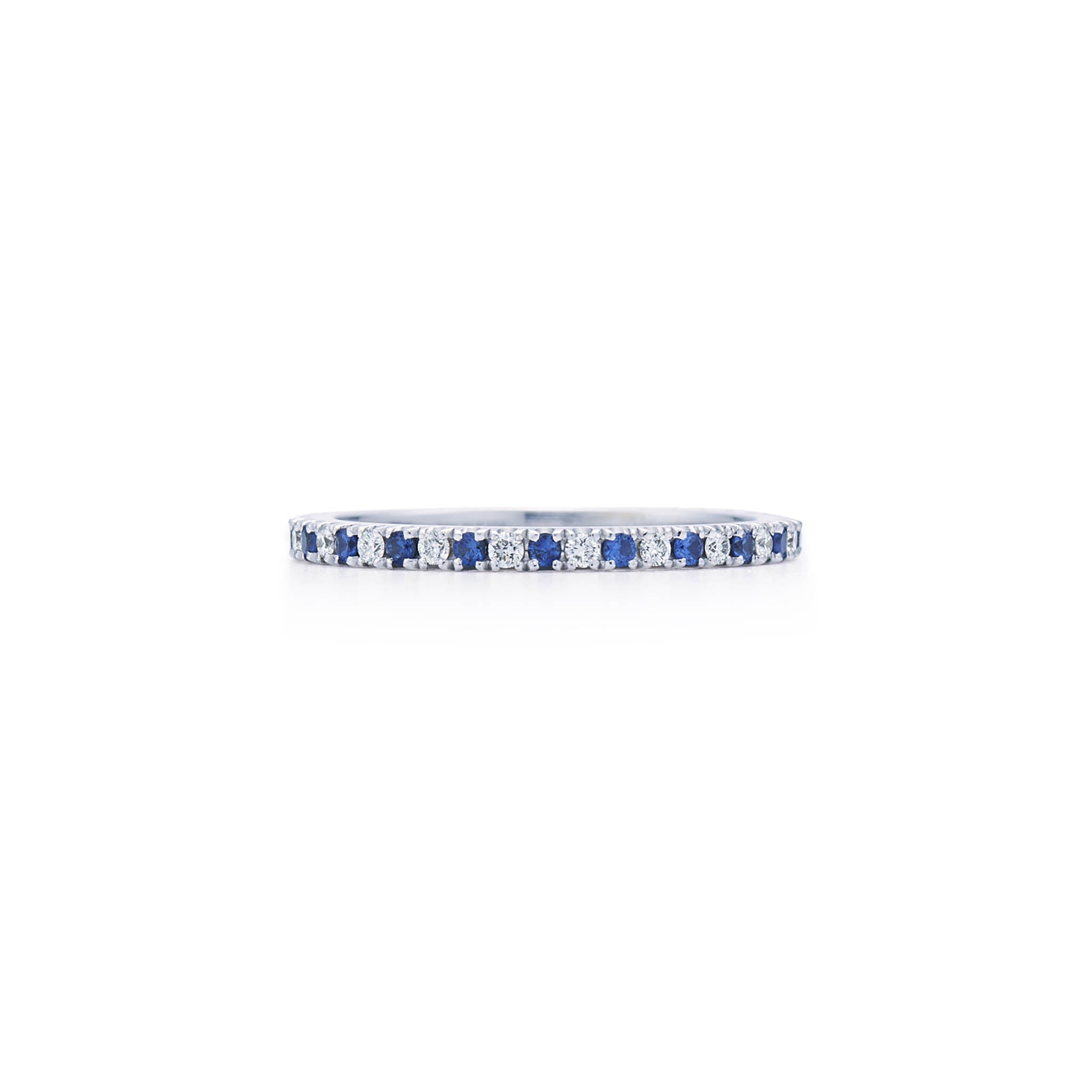 18k White Gold Diamond and Blue Sapphire Eternity Band