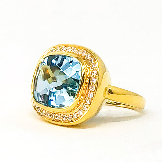 Aquamarine and Diamond Ring