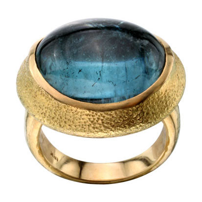 18kt Yellow Gold and Blue Tourmaline Ring