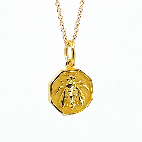 Gold Bee Charm Pendant