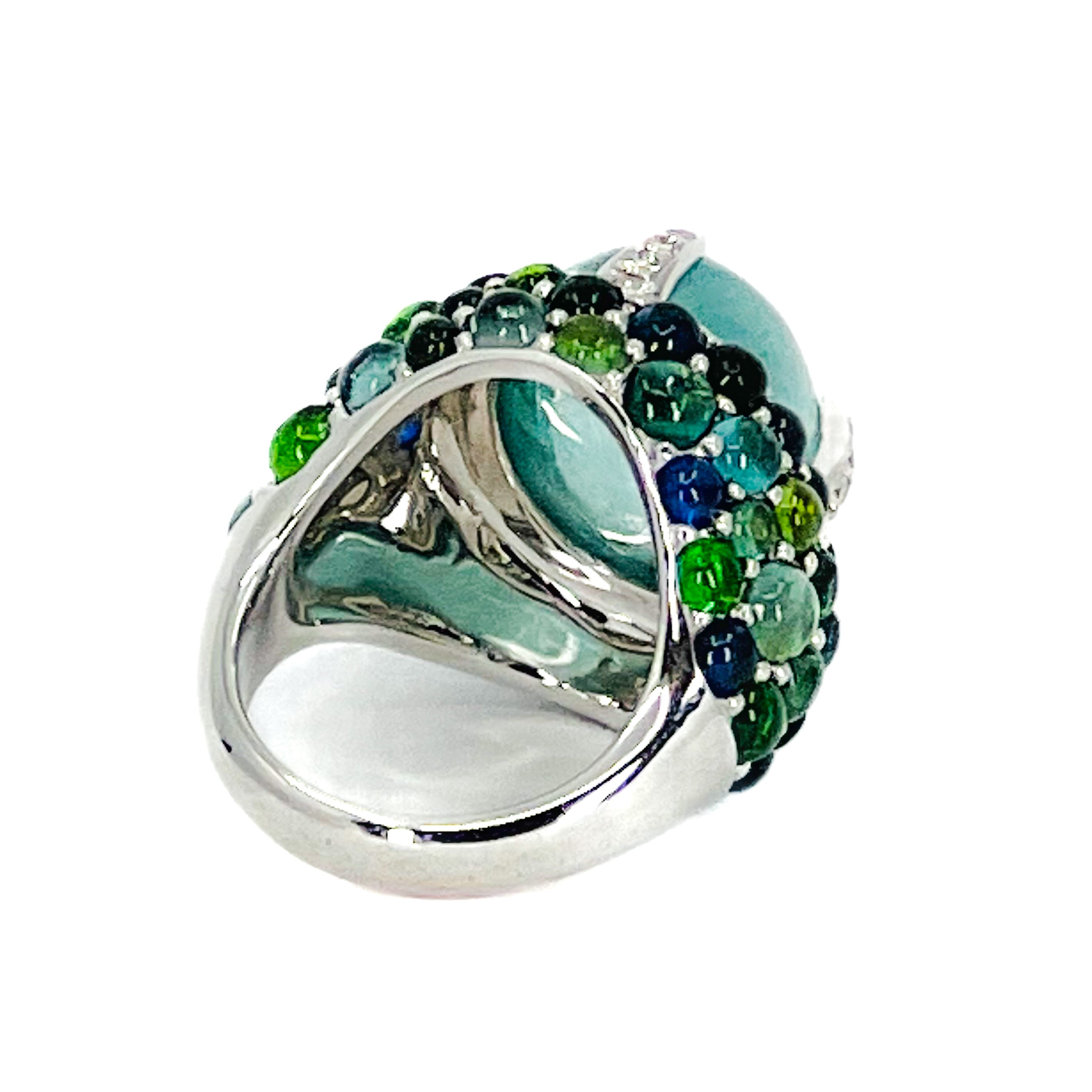 Green and Blue Tourmaline Ring