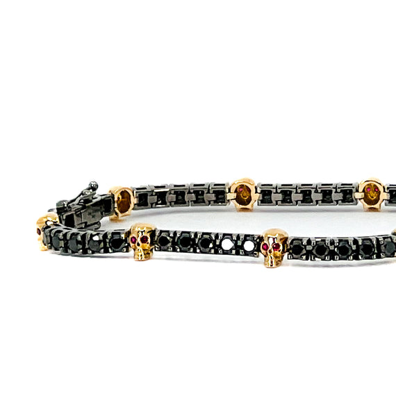 Black Diamond Bracelet with Skulls and Rubies